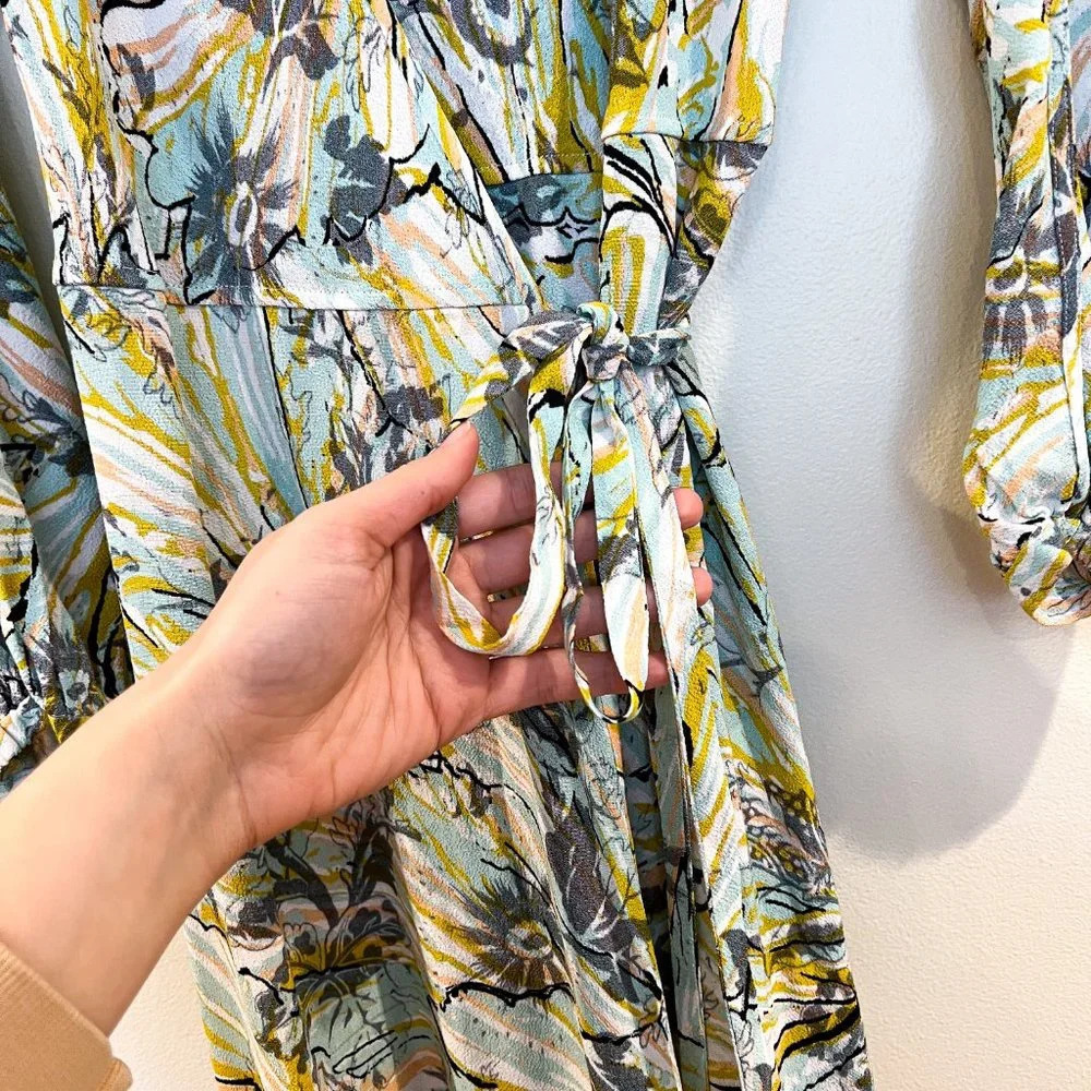 DVF Diane Von Furstenburg Tropical Resortwear Pastel Floral Wrap Maxi Dress XS - Picture 4 of 7